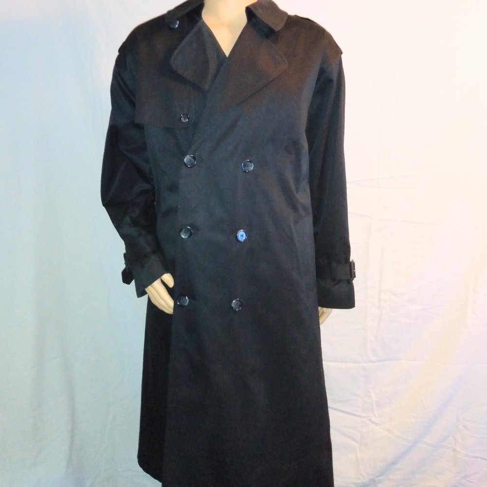 LONDON FOG Men's Iconic Black Trench Coat 42L